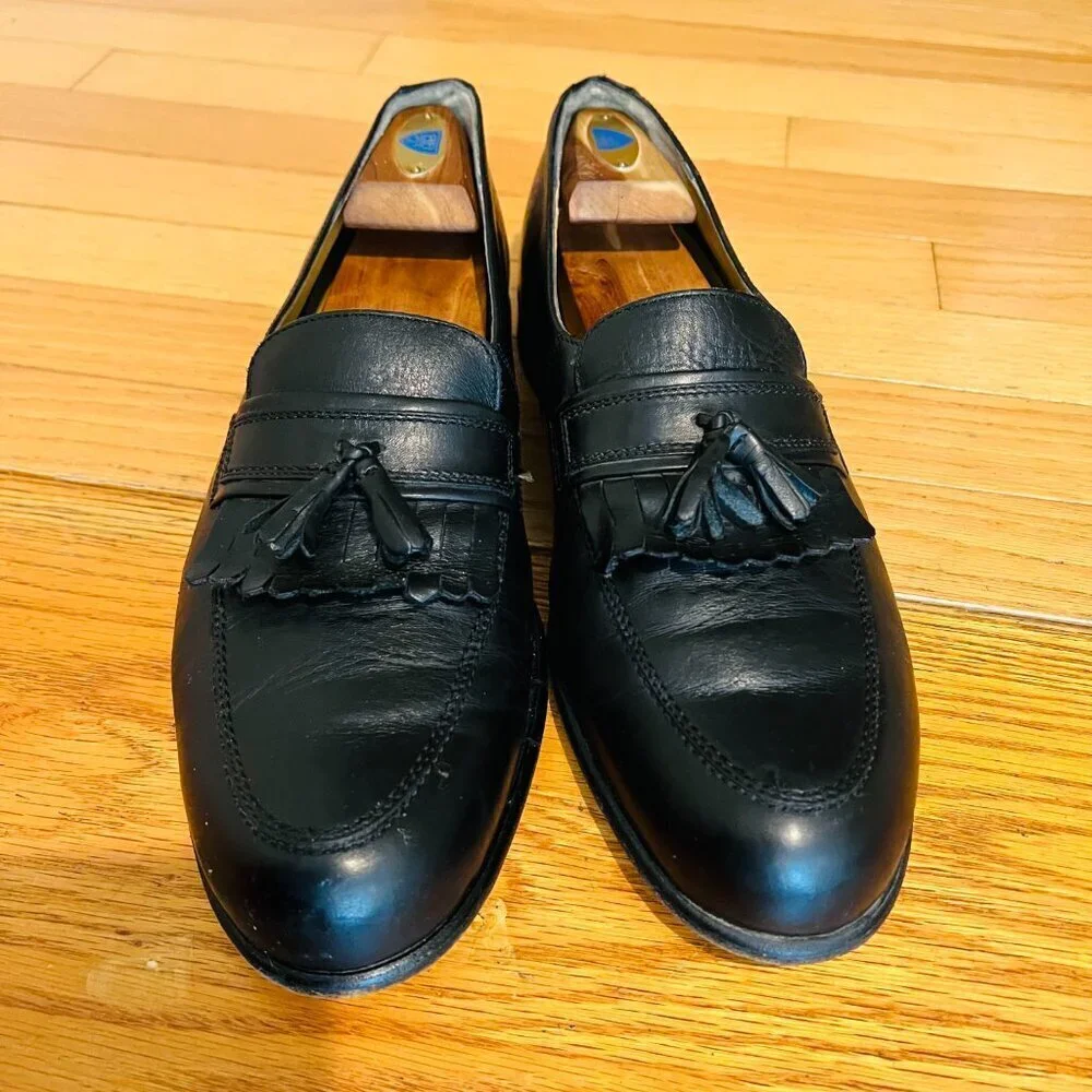 Calzoleria Toscana Shoes Mens Leather Slip On Tassel Penny Loafers Shoes 11.5